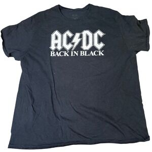 ACDC Back in Black Graphic Print Short Sleeve‎ T-Shirt Rock Band